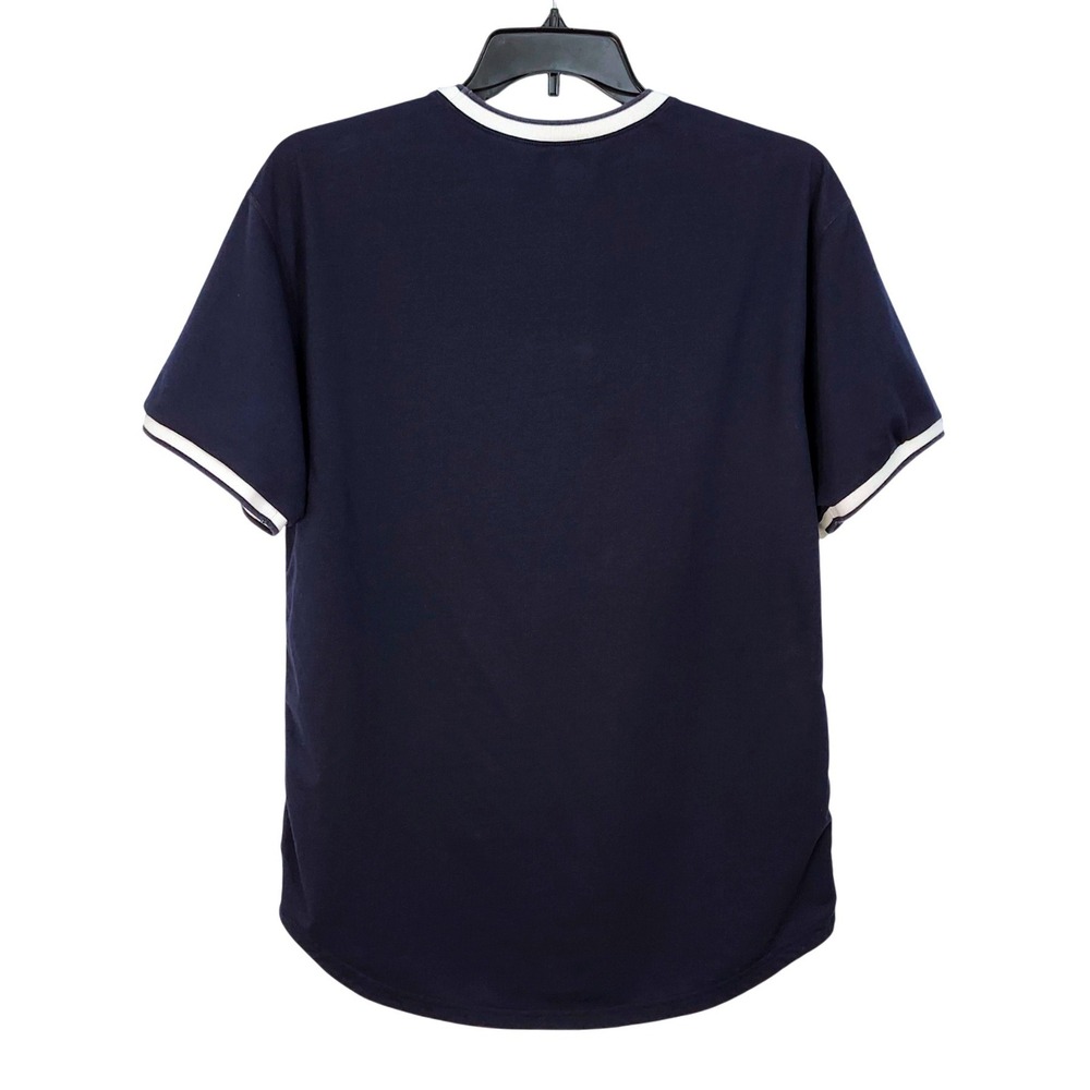 BYLT Premium Basics Drop Cut Striped Ringer Tee Shirt Mens XL Navy Blue White - Picture 2 of 7
